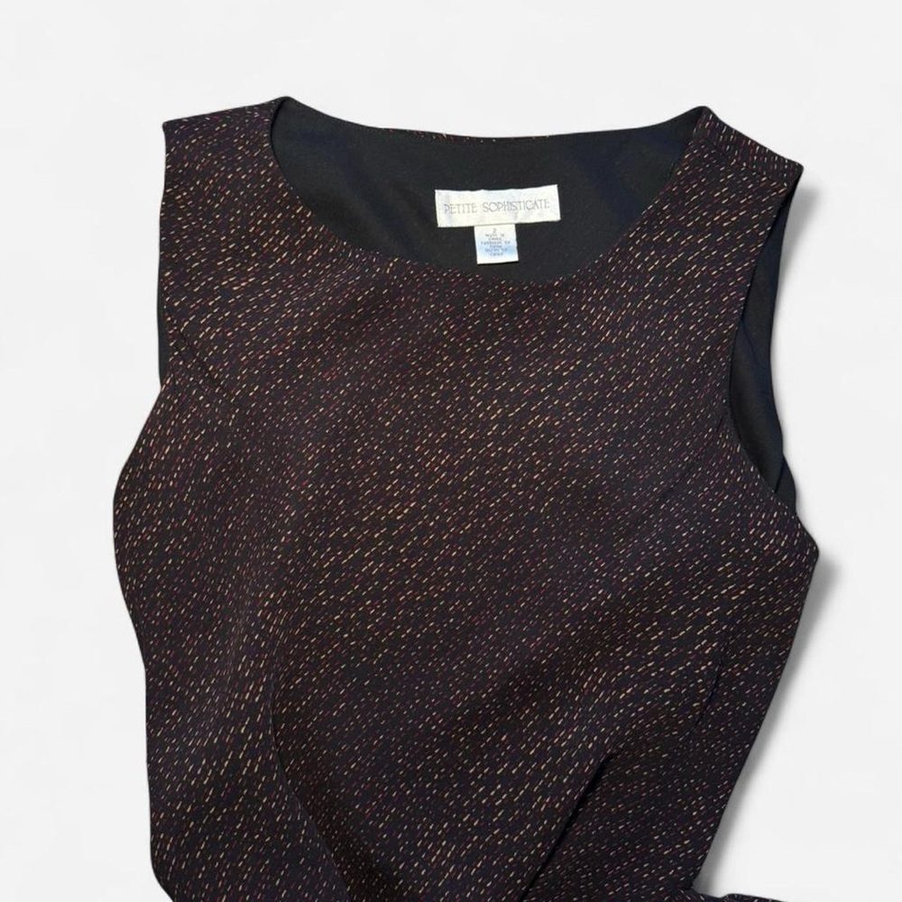 Petite Sophisticate Black Dress with Multicolor Speckle Detail